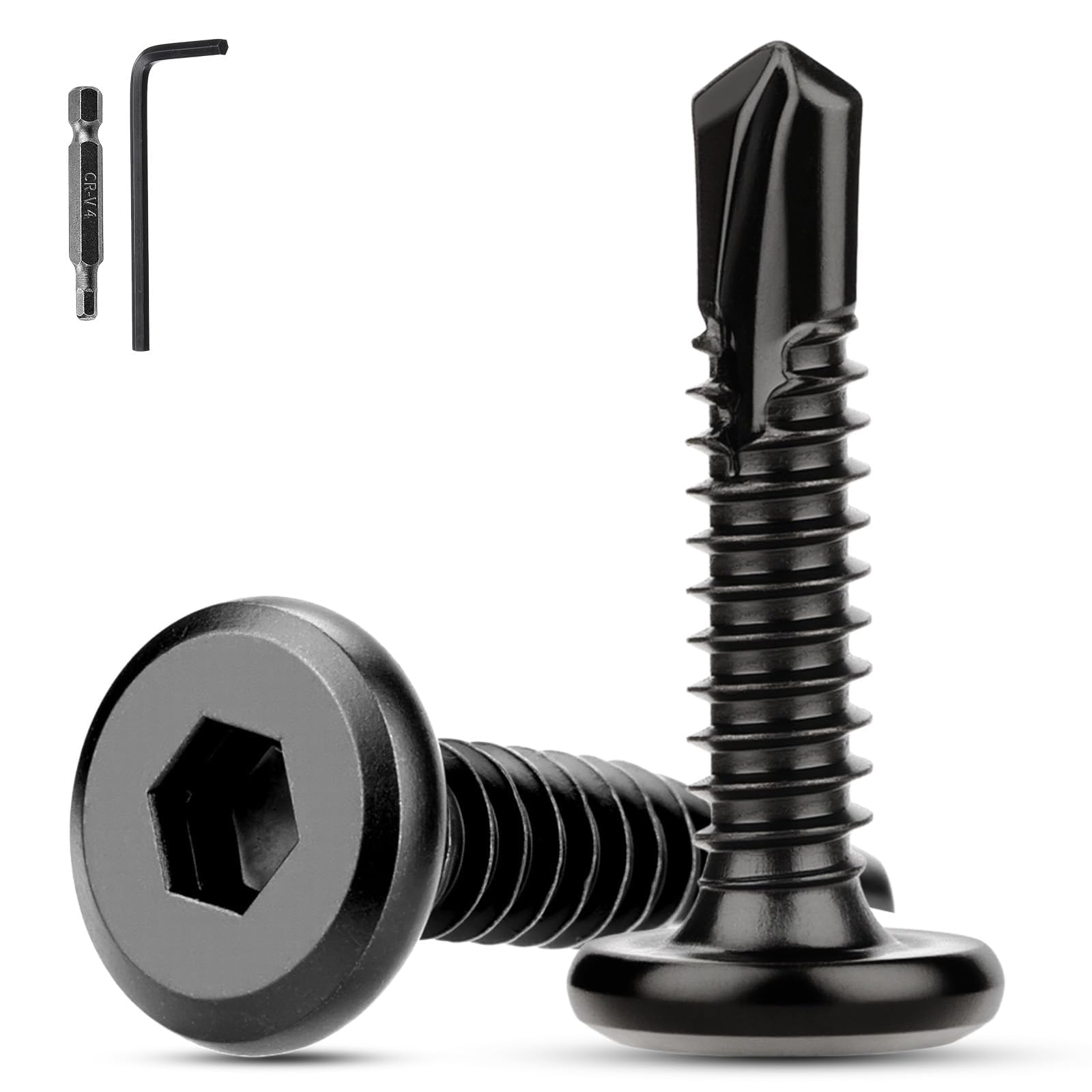 XRXYMQ 60 Pcs Self Tapping Screws Metal M5.5 x 25 mm Self Drilling Screws Flat Head Stainless Steel Screw Black Stainless Steel Tapping Screw For Aluminum Plastics Wood