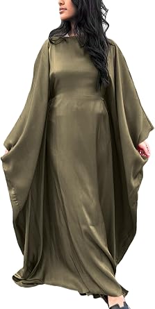 ODIZLI Abaya Dress for Women Muslim Ramadan Long Sleeve Sparkle Glossy Maxi Dress Kaftan Dubai Islamic Dresses