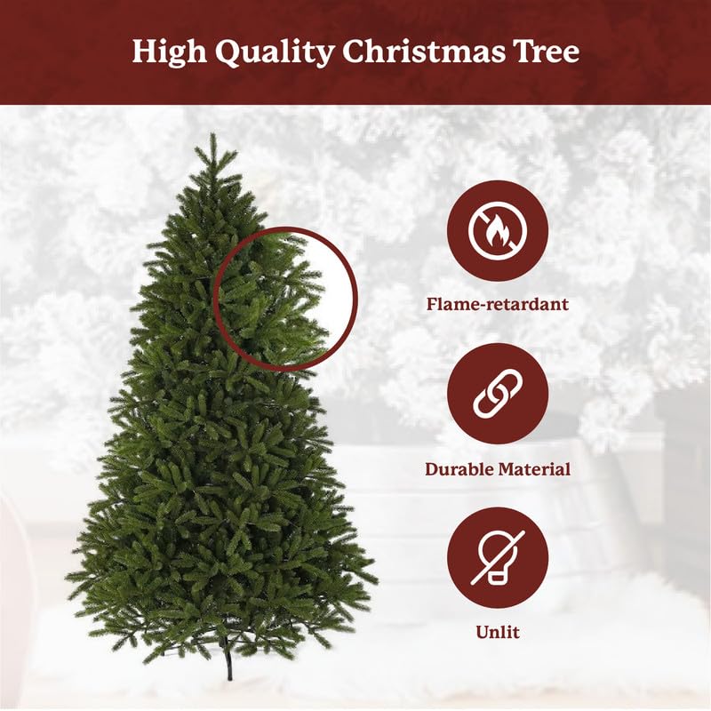 9 FT Unlit Artificial Christmas Tree King Fraser Fir - Perfect for Office, Home, Store, and Party Holiday Decor