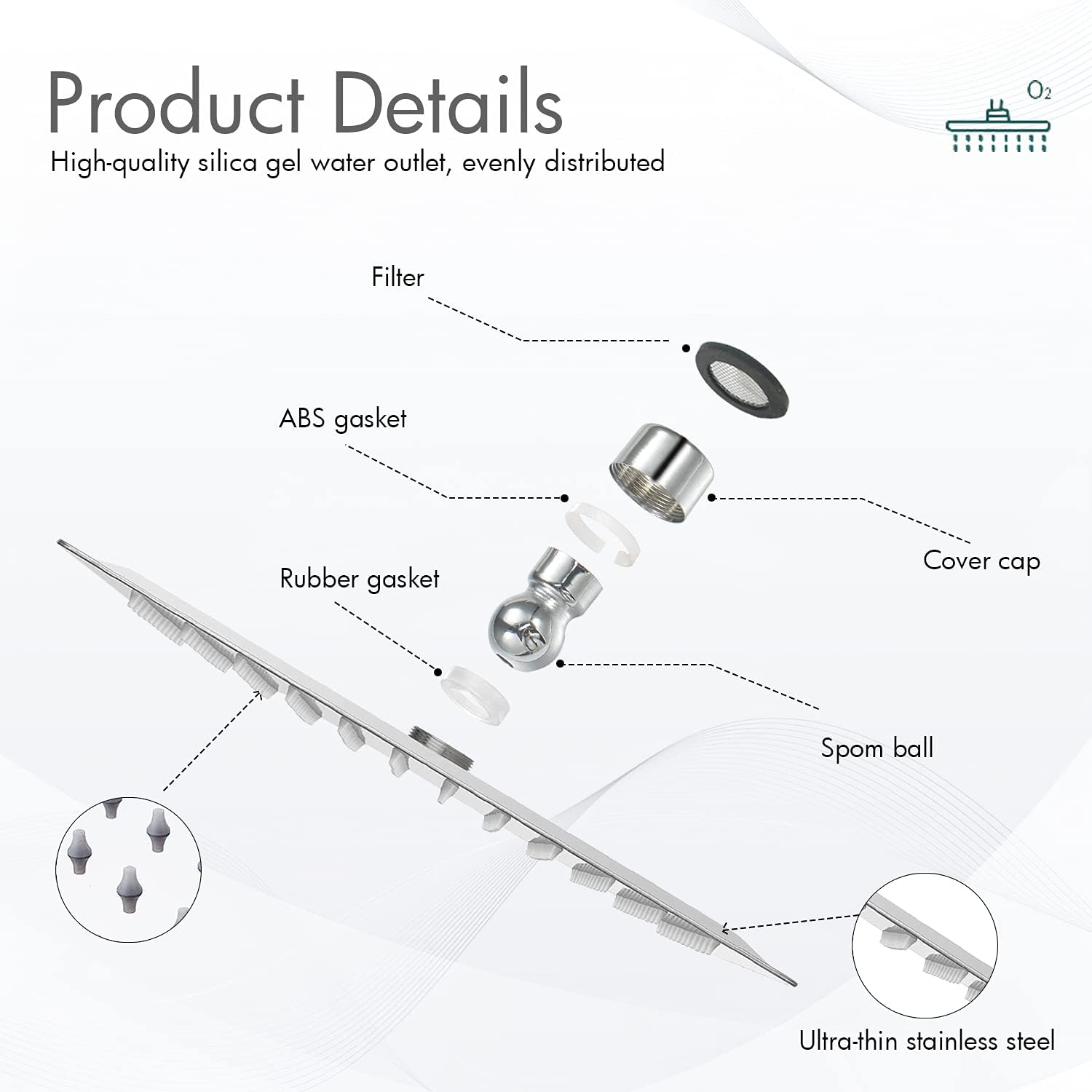 SOLVEX Rainfall Shower Heads,12Inch High Pressure Shower Heads, Overhead Shower Head, Stainless Steel Square Shower Head, Adjustable with Swivel Ball, Large Shower Head, Chrome, SP-50022