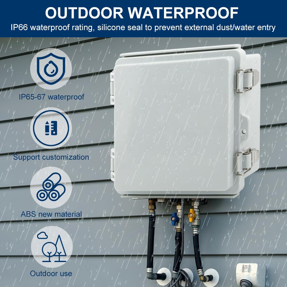 Waterproof Junction Box,6X6 inch Outdoor Electrical Box,Junction Box with Mounting Plate,Electrical Box Waterproof IP66, ABS Water Resistant Enclosure,for DIY Projects