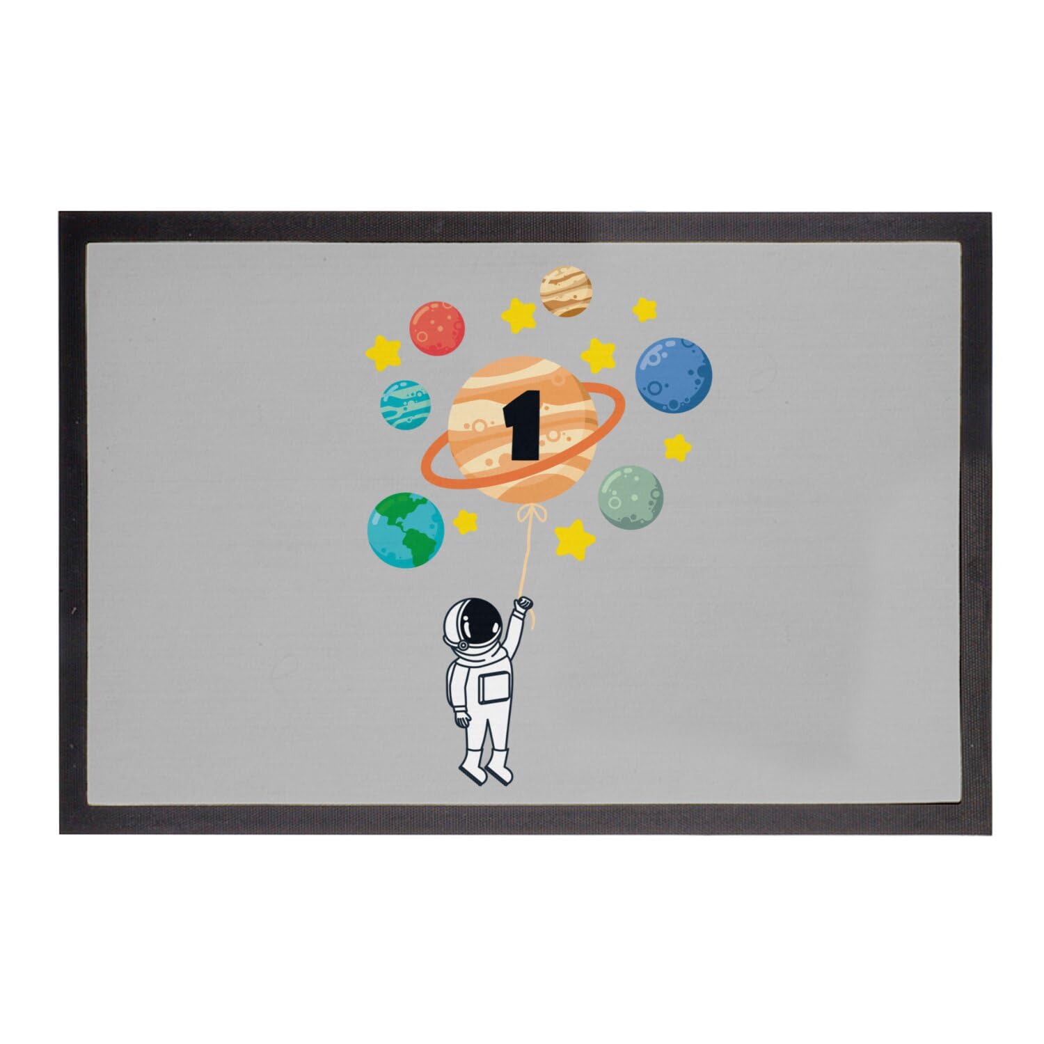 Paillasson gris astronaute 75x50cm pour une entrée propre et festive