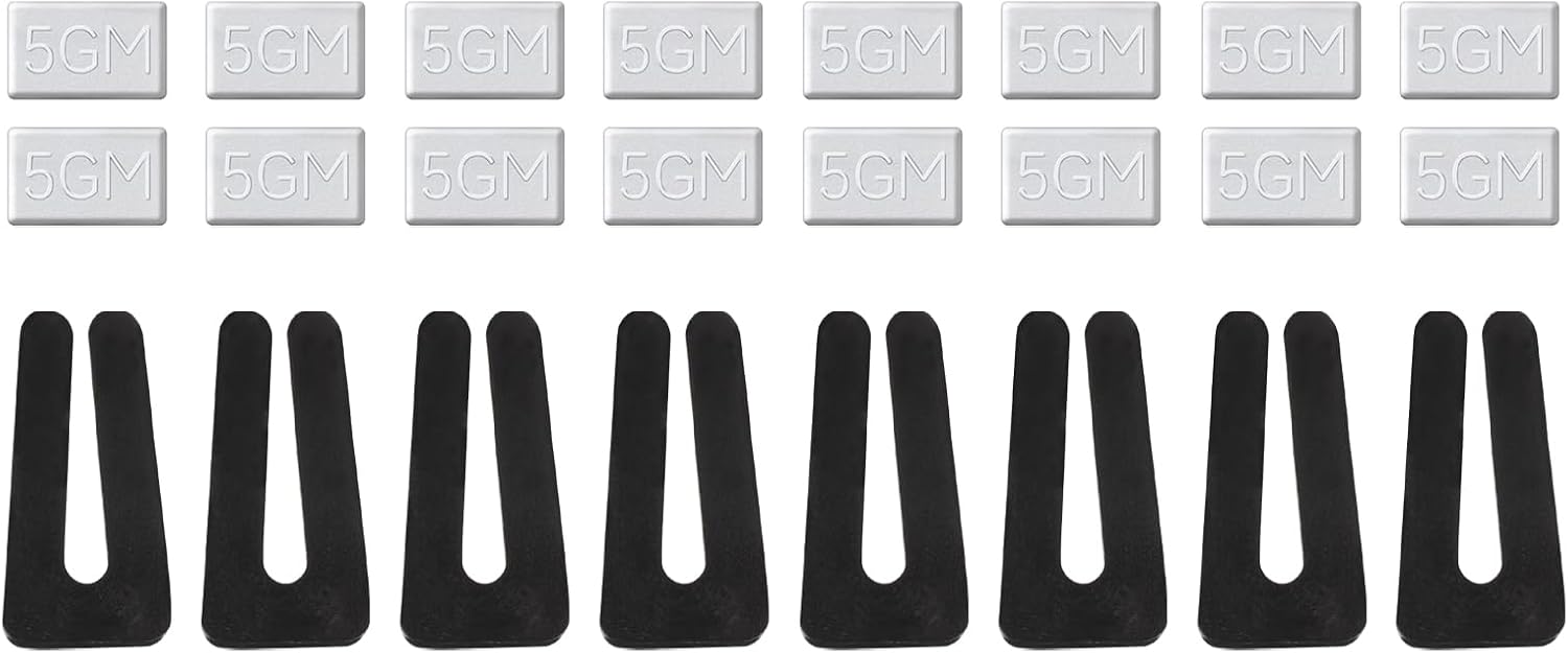 PATIKIL Ceiling Fan Blade Balancing Kit, 8 Sets Include 8Pcs Plastic Balancing Clips and 16Pcs Metal Self-adhesive 5G Weight for Ceiling Fan, White/Black