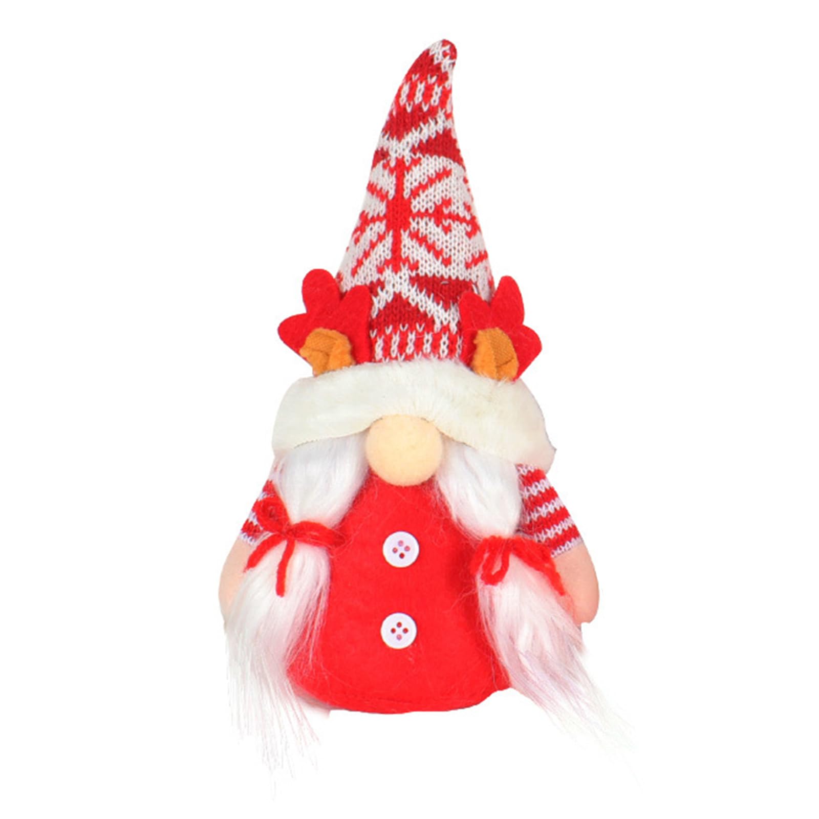 Hsioluted Christmas Snowflake Deer Antler Faceless Doll Meaningful Christmas Decoration Festive and Cute Indoor Ornament Snowflake Deer Antler
