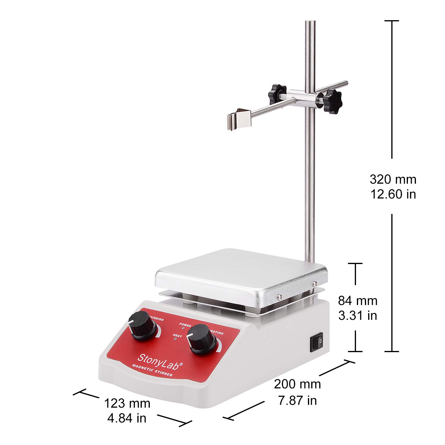 stonylab Agitatore Magnetico con Piastra Riscaldante, Temp. Superficiale Max 380 °C, Capacità 2000 ml, 100-2000 RPM, Riscaldamento 180 W, 220 V