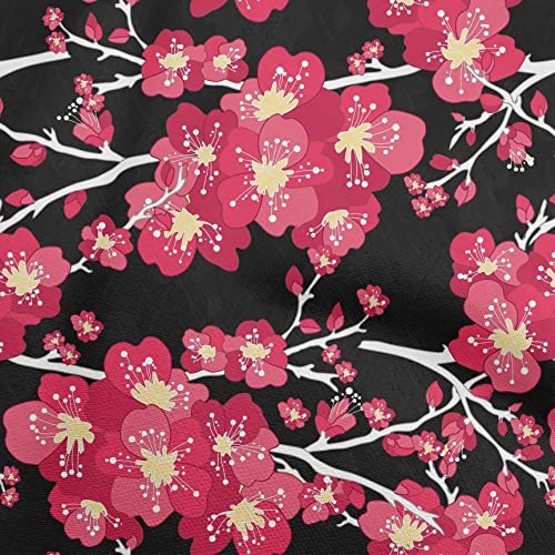 oneOone Silk Tabby Pink Fabric Asian Chinese Floral Dress Material Fabric Print Fabric By The Yard 42 Inch Wide