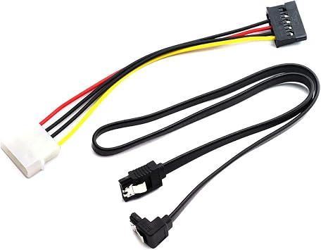 DZS Elec 1x 4 Pin IDE Power Adaptor Molex Male to SATA Female HDD Cable + 1x SATA III Data Cable for DIY HDD Power & Data Transmission