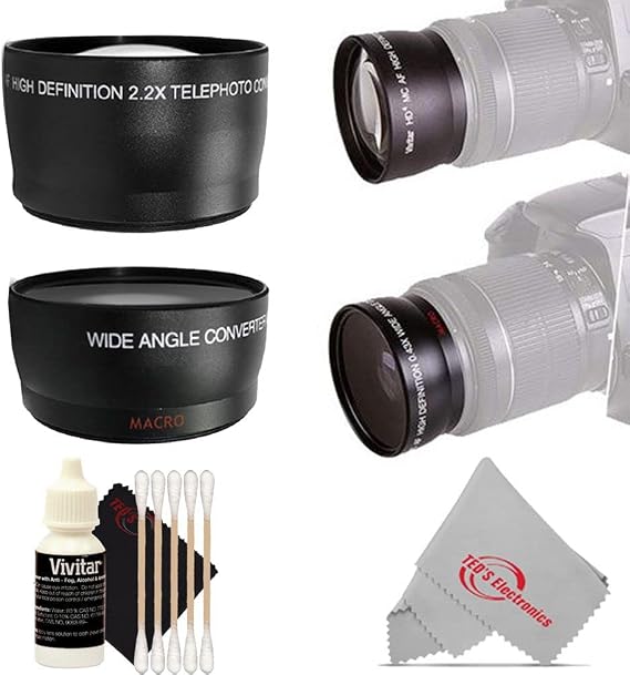 49MM 2X HD Multi-Coated Telephoto Lens + Wide Angle Lens + Accessory Kit (Import Model)