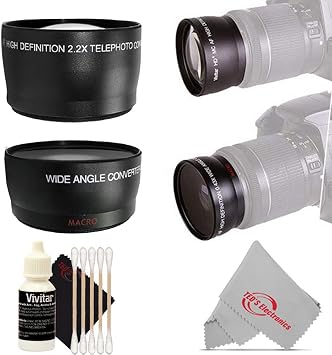 49MM 2X HD Multi-Coated Telephoto Lens + Wide Angle Lens + Accessory Kit Import Model
