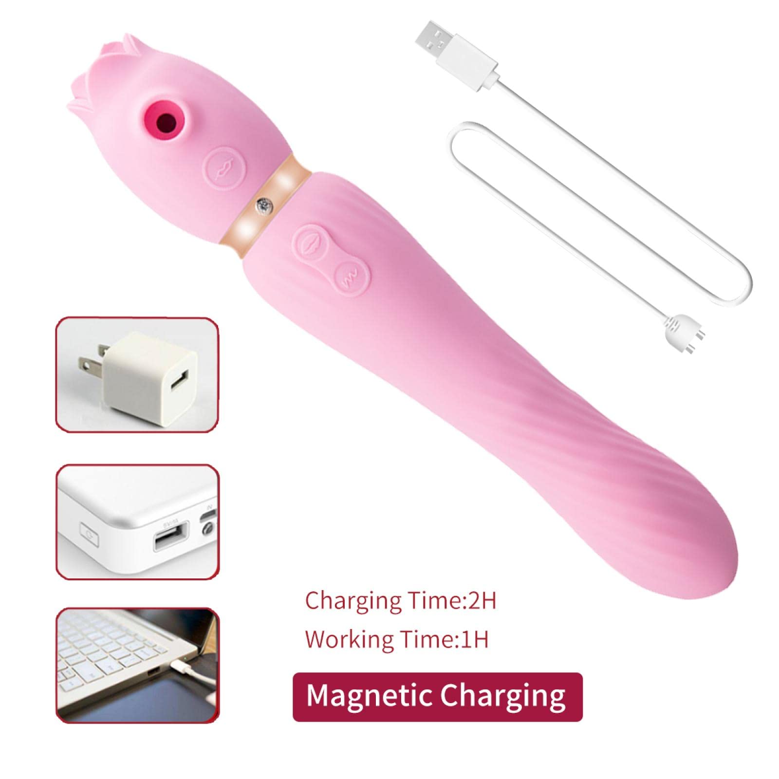 Dona Vibratori Vibratore clitorideo Vibratore per leccare la lingua per le donne Clitoride Riscaldamento del clitoride Stimolatore del vuoto Dildo Giocattoli del sesso per adulti 18