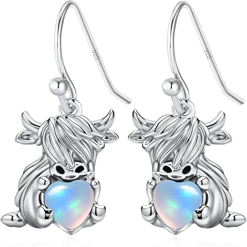 Highland Cow Earrings 925 Sterling Silver Hypoallergenic Scottish Hyland Cow Dan