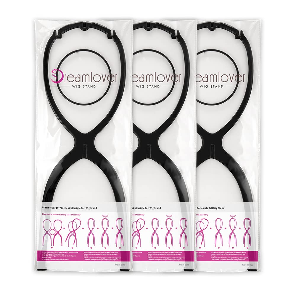 Dreamlover Supporto per Parrucca di Plastica, Porta Parrucca per Donna, 3 Pezzi