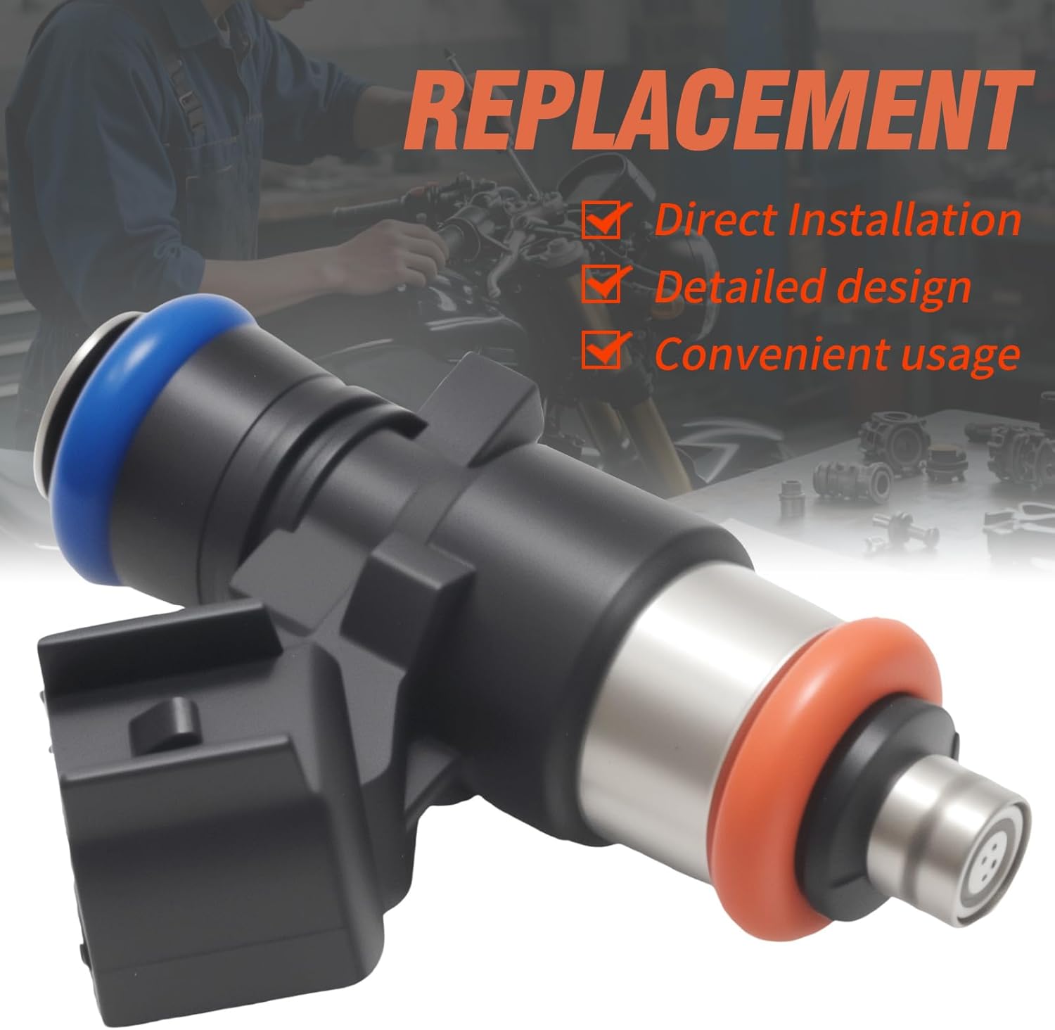 2 Pcs 2521068 0280158258 Fuel Injector Replacement for Polaris Ranger Crew 570 900 2014-2019, ACE 570 900 2016-2019, RZR 4 XP 900 2011-2019, Sportsman 450 570 2014-2019, 0-280-158-258