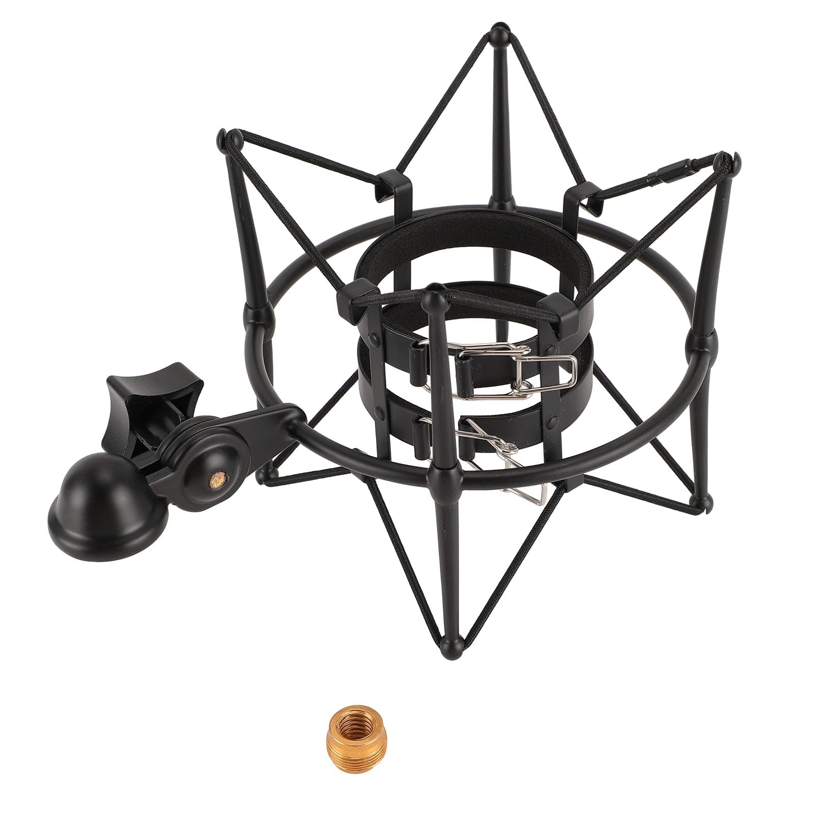 Microphone Shock Mount, Shock Mount Holder Mount Anti Vibration Shock Absorption Stable Zinc Alloy Mic Clip Holder Mount for 60mm Diameter Mics (Black)