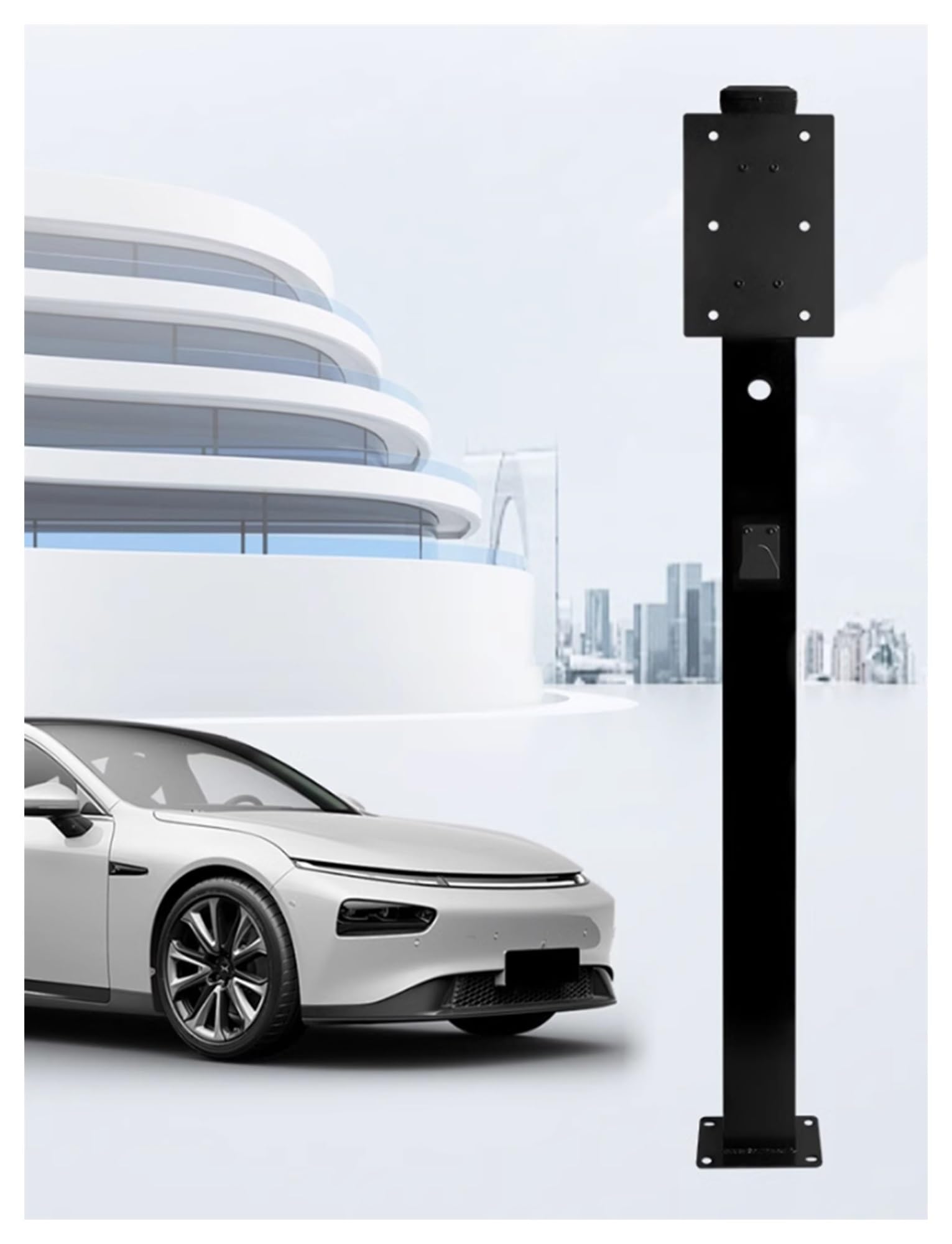Support de Chargeur Mural pour véhicule électrique, Colonne de connecteur extérieur, Station de Charge sur Socle, Support de câble de 130/150/170 cm de Hauteur, Poteau de Support pour véhicu
