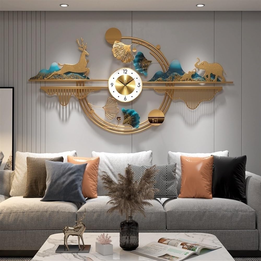Grande horloge murale métal moderne éléphant pour habiller un salon