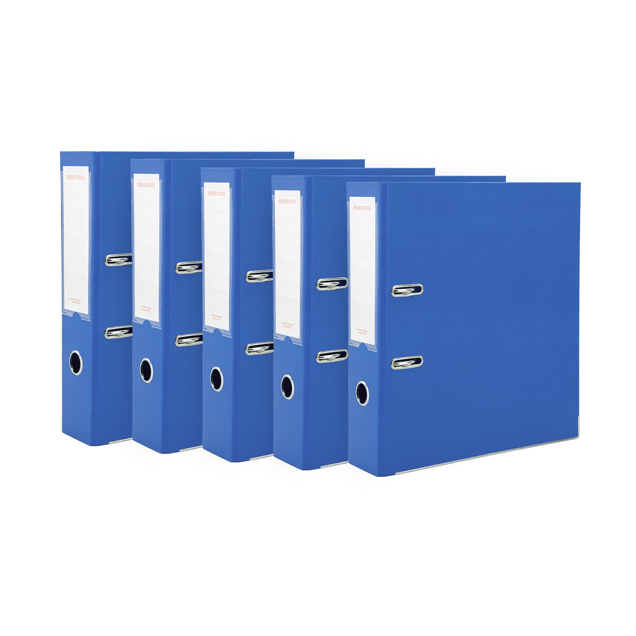 Mintra Pack of 5 Premium Polypropylene Lever Arch Files (Blue, 50 mm)