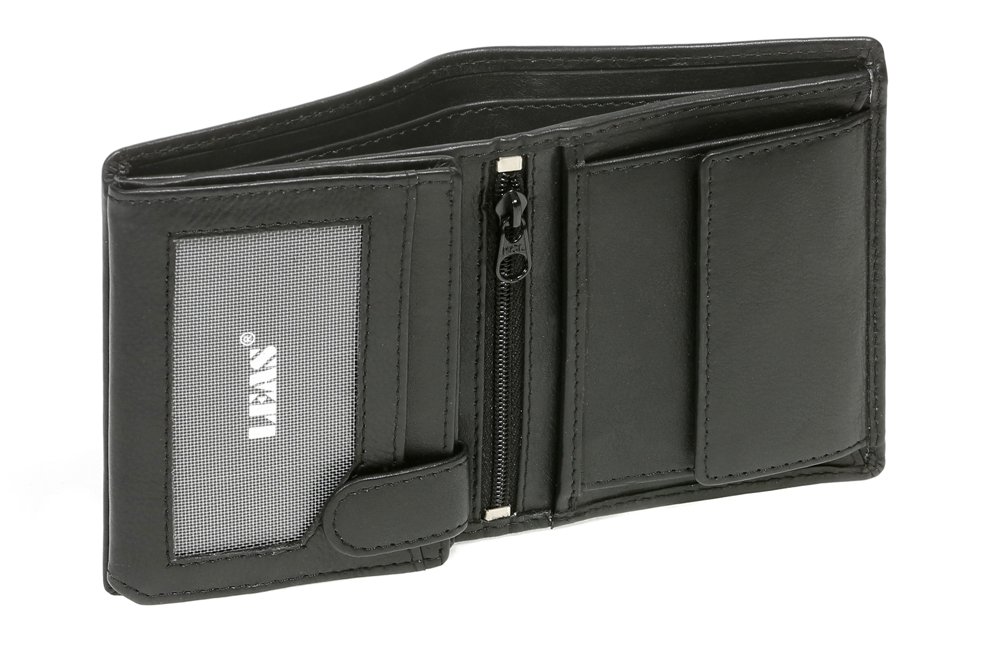 LEAS Portfel RFID Ochrona prywatnych informacji mały portfel z blokadą RFID dla mężczyzn portfel damski, prawdziwa skóra, czarna mini edycja '', Czarny (Black), 10,5x8,5cm, Niskie