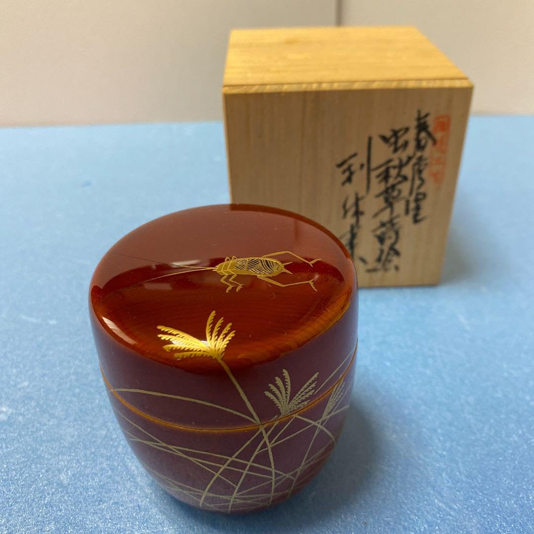 Amazon.co.jp: 利休棗 ＊-13 春慶 虫秋草蒔絵 筑作絵付け : 文房具 