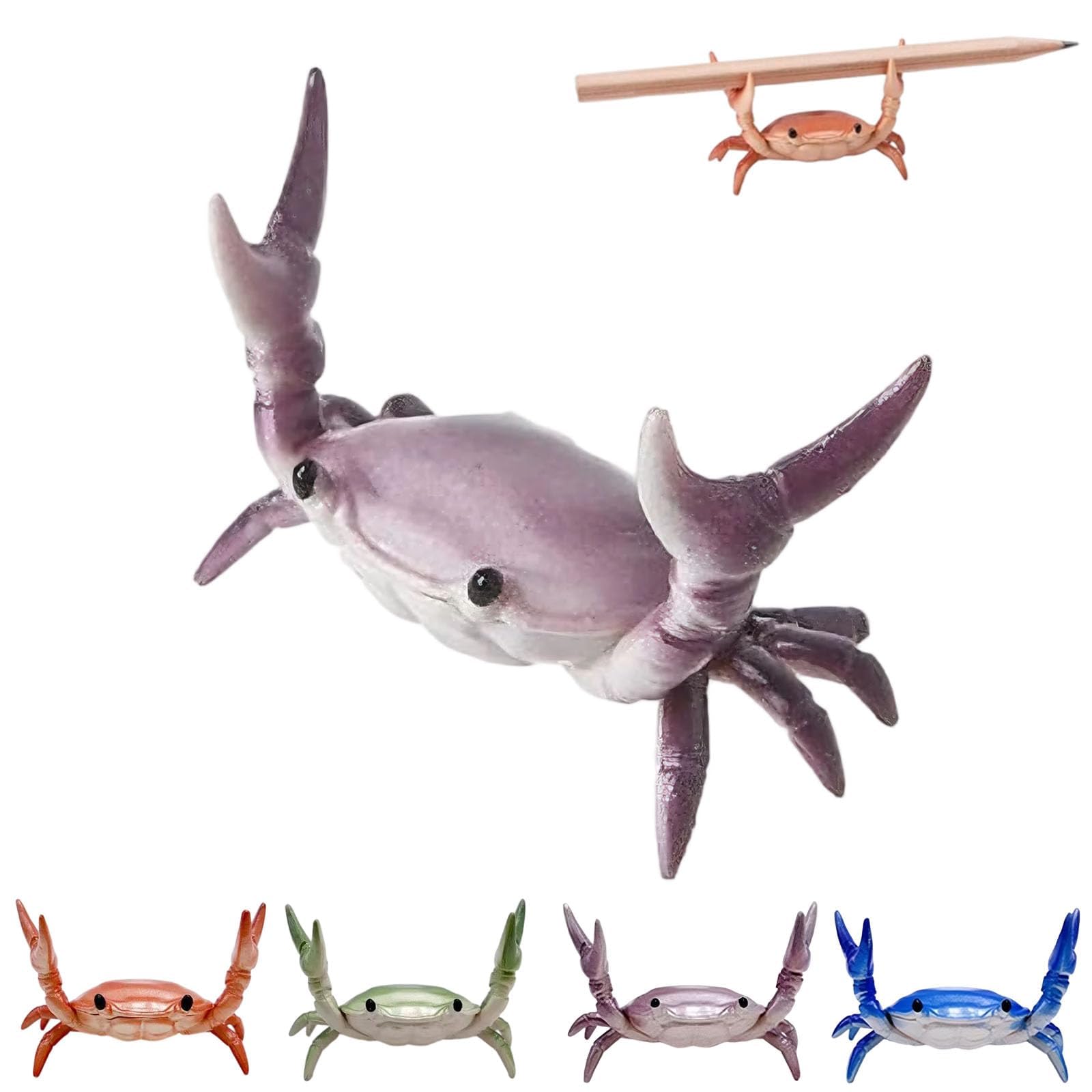 EHOTER Creative Crab Pen Holder Weightlifting Crabs Pen Stand Storage Rack Office Desktop Decoration Pencil Holders Desk Supplies Holders and Dispensers Desk Accessories (Purple)