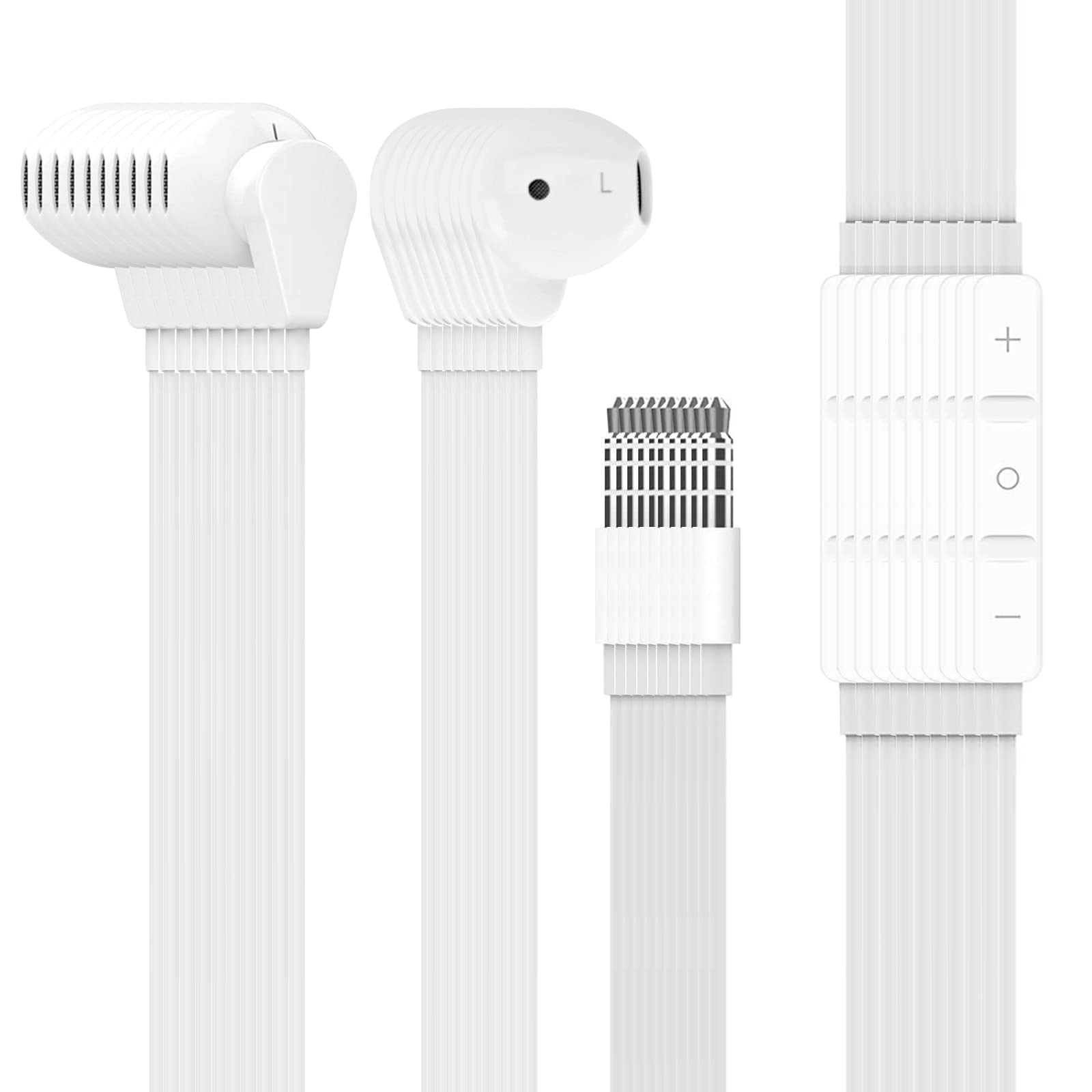 Lot de 10 Écouteurs Filaire Geekria, Stéréo 3,5 mm avec Micro et Contrôle du Volume, Semi in-Ear pour Étudiants, École, Bureau, Bibliothèque, Blanc
