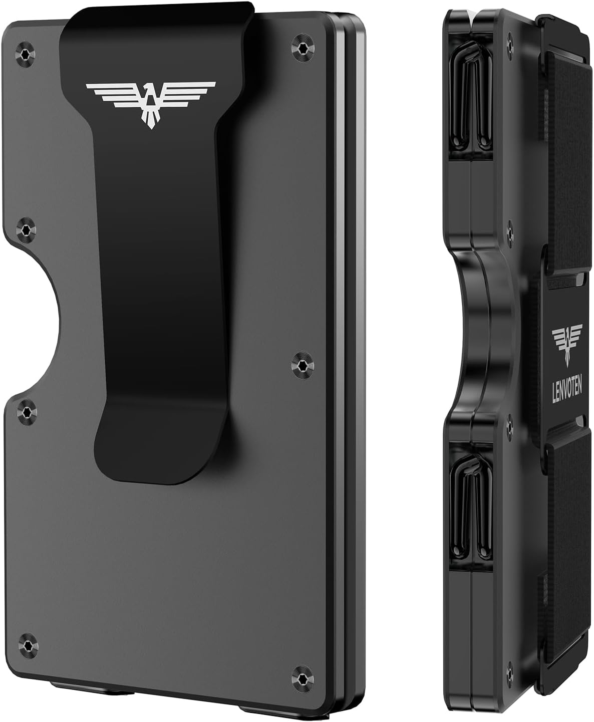 Lenvoten Wallets for Men - Metal Wallet with Money Clip, Slim Minimalist Compact Wallet, RFID Protected Card Holder with Cash Strap
