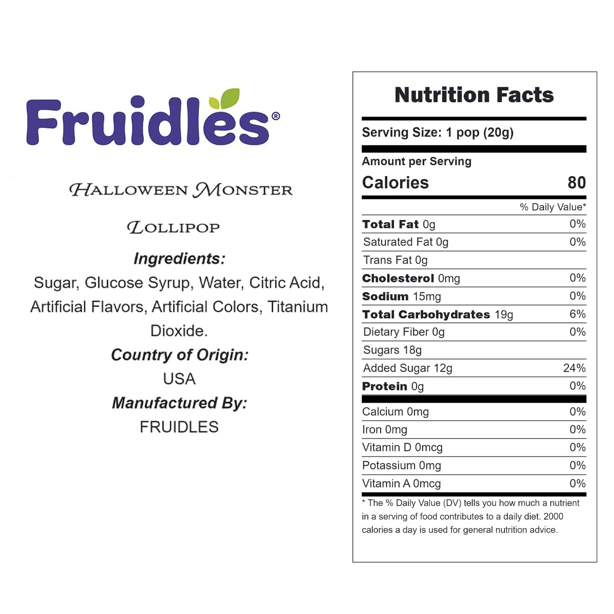 40 paletas de monstruo de Halloween, caramelos variados, rellenos de bolsas de golosinas, envueltos individualmente de 8 gramos