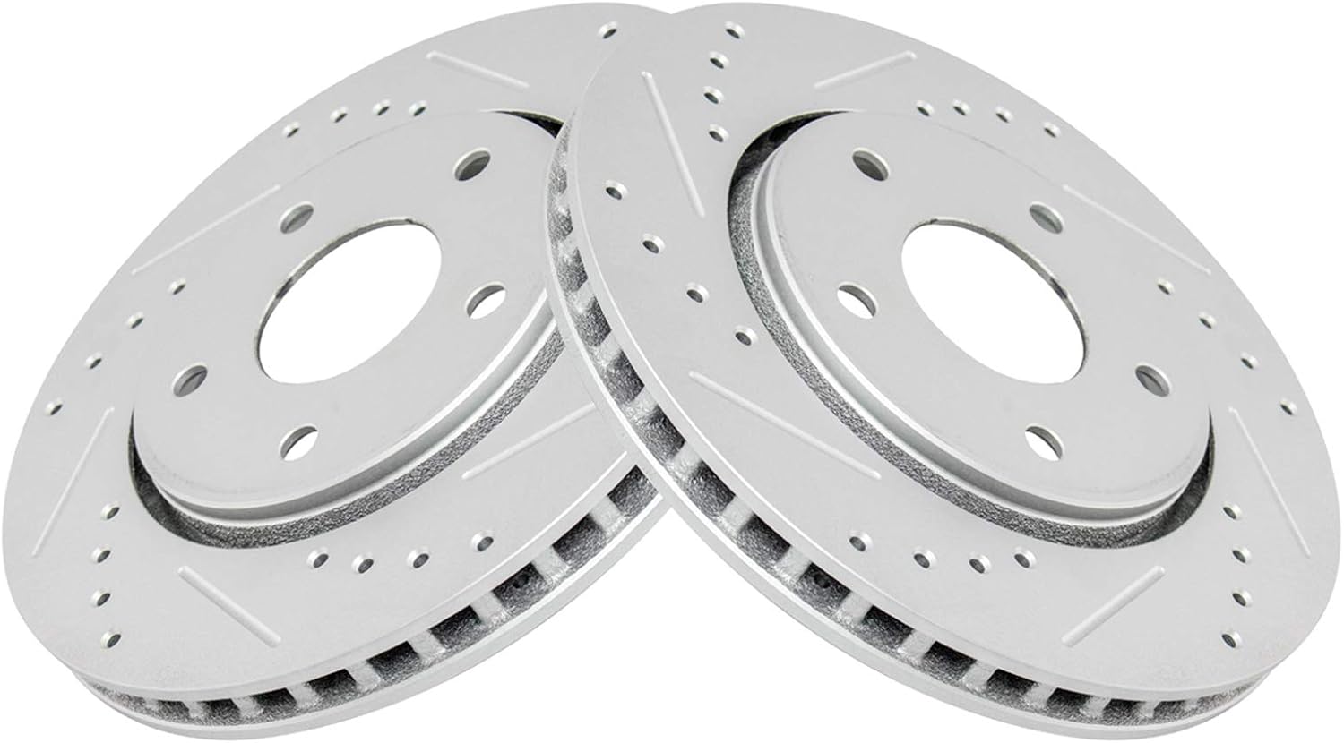 TRQ Front Performance Brake Rotor Drilled Slotted Pair Set for 2012-2014 Cargo Van / 2008-2016 Grand Caravan / 2009-2013 Journey / 2009-2014 Routan / 2008-2016 Town & Country
