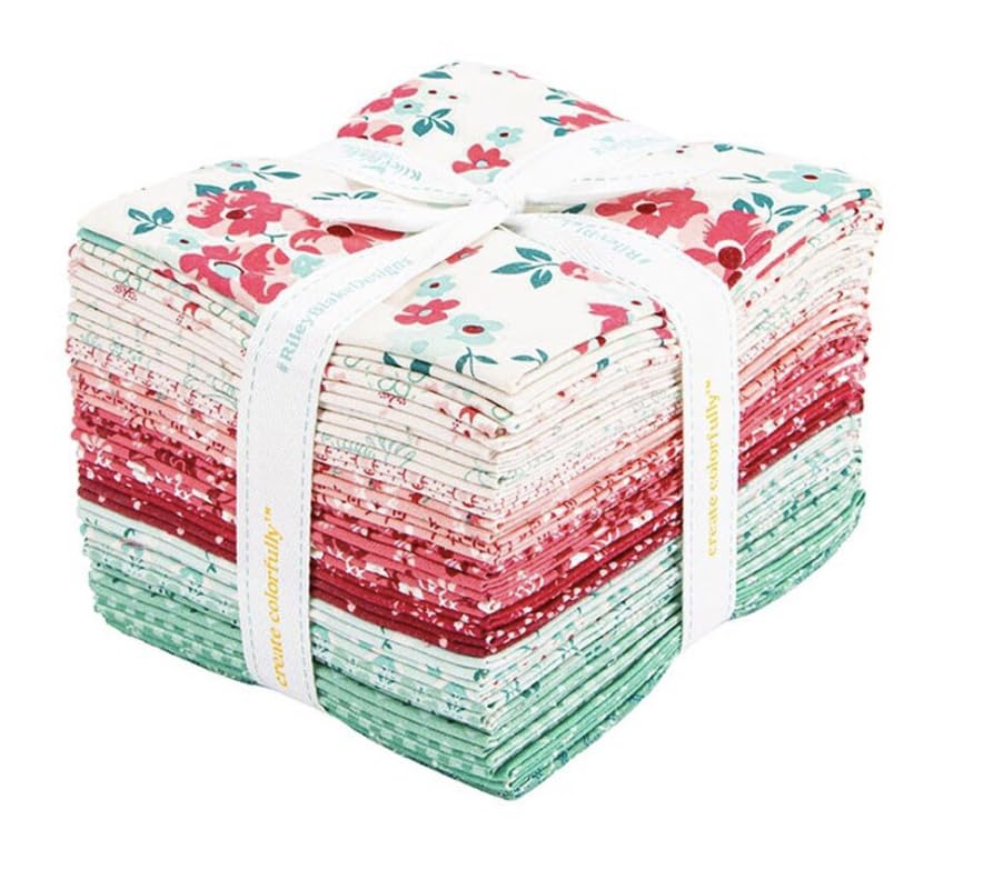 Riley Blake Berry & Sage Fat Quarter Bundle by Lori Holt Bee in My Bonnet and Its Sew Emma | 21 Piece Precut Fabric Bundle | Vintage Floral Calico & Plaid Cotton Fabric Bundle