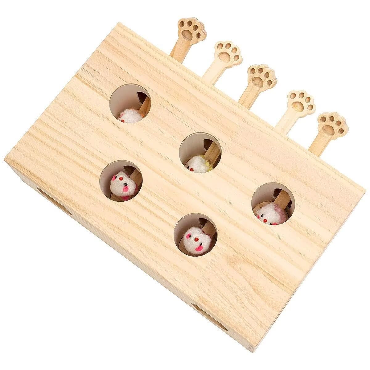 Juguete desplegable para gatos, juguetes interactivos de madera maciza para gatos de interior, juego de atrapar ratones.