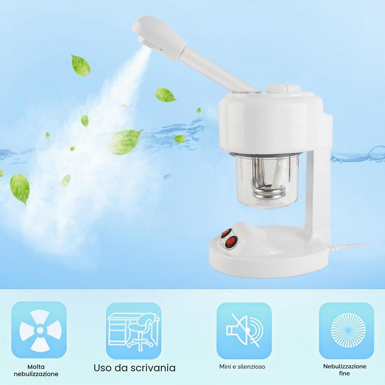 Vaporizzatore Facciale, Umidificatore Idratante, Vaporizzatore Viso per Salone Spa, Facciale Sauna Portatile Cura Personale della Pelle SPA (EU)