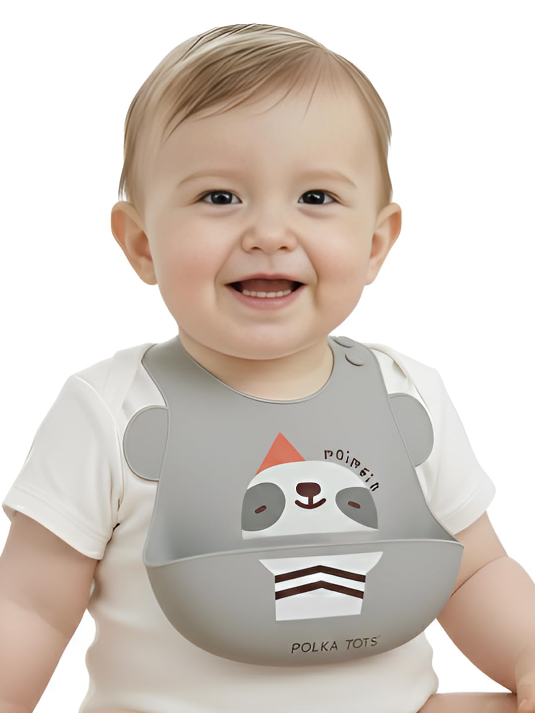 POLKA TOTS Waterproof Silicone Bibs with 6 Adjustable Snap Buttons, Super Absorbent, Soft, Comfortable & Lightweight for Feeding Infants & Baby Toddlers (Sloth, 4 Months to 3 Years)-image-44