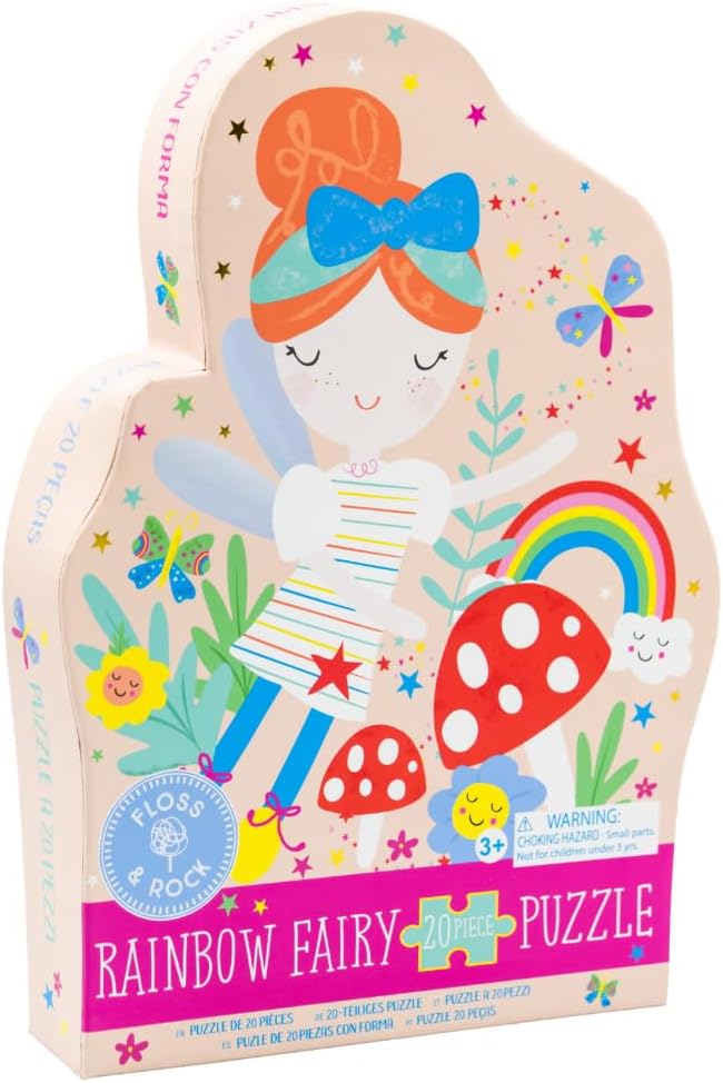 Floss & Rock 42P6331 Fairy Shaped Rainbow Fairy Jigsaw with Shaped Box, 20-Piece Set