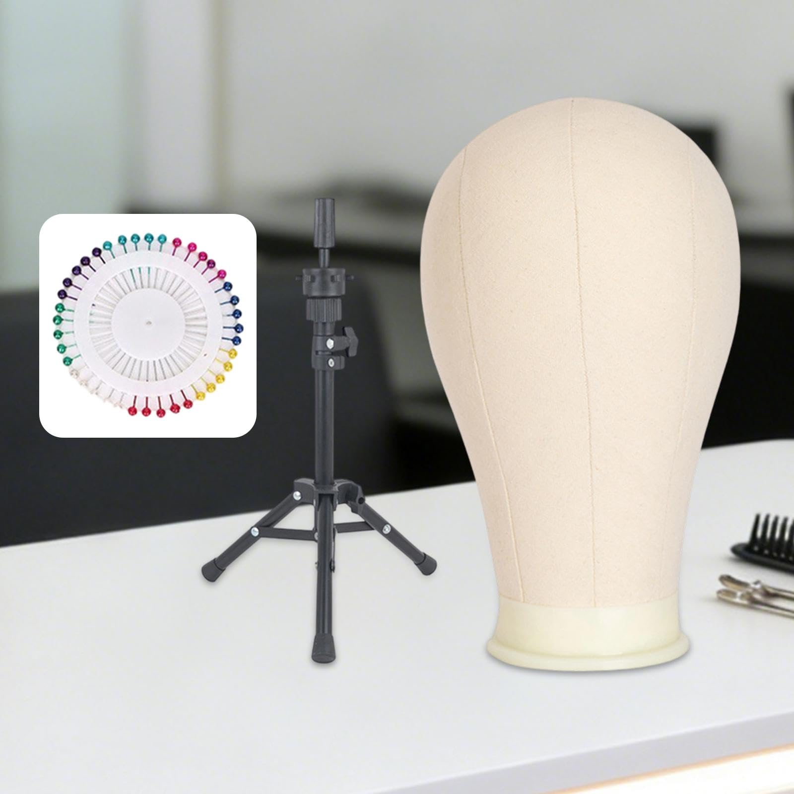 Sharplace Perückenkopf, stabiles Mannequin-Kopfmodell, verstellbarer Perückenkopf mit Ständer, 21 Zoll