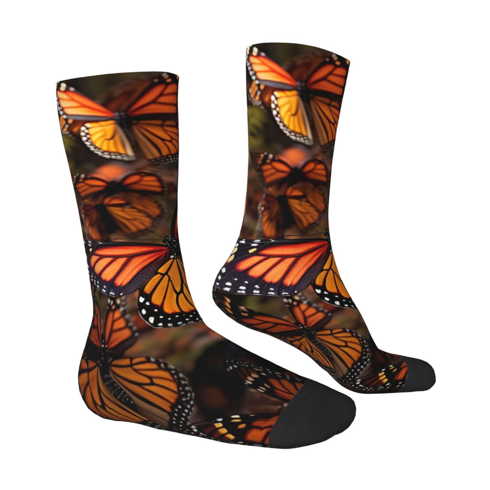 LZQPOEAS Monarch butterflies Athletic Socks Unisex Cushioned Crew Socks Hiking Running Calf Sock Soft Above Ankle Sock