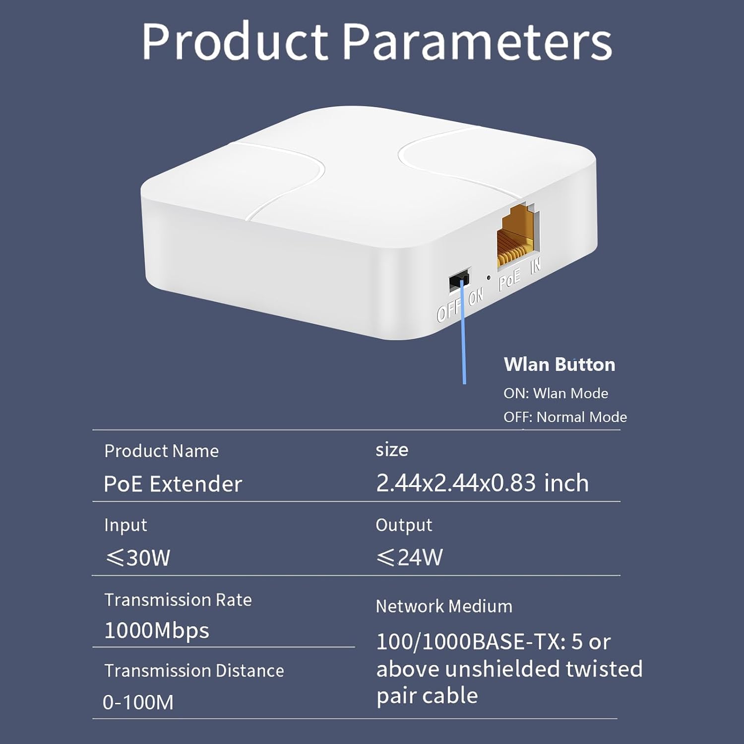 3 Port Gigabit PoE Extender 1 in 2 Out-IEEE 802.3af/at, 30W in 24W Out PoE Repeater 10/100/1000Mbps, Vlan & Extend to 100m, Desktop PoE Passthrough Switch Plug & Play