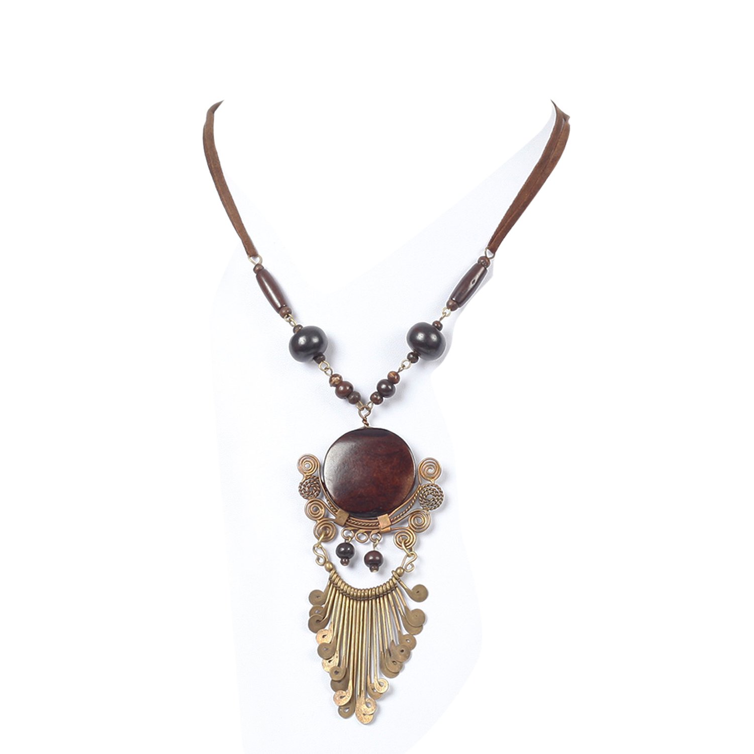 DCA Brass, Leather and Bone Brown & Golden Women Necklace (B01MZ7WHS5) Amazon Price History, Amazon Price Tracker