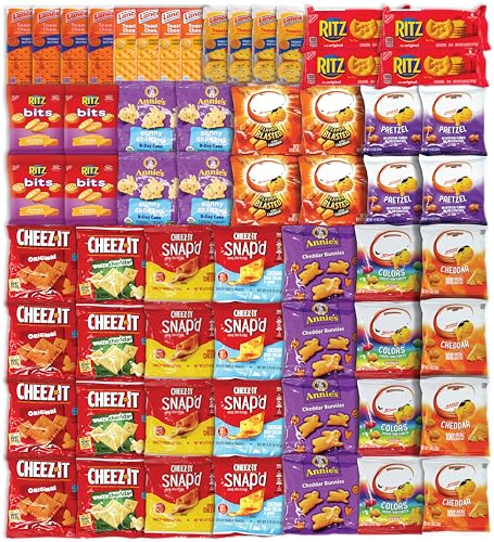 Niro Gift Basket Assortment | 60 Pack Individual Bags Cheese Crackers Variety Pack | Snacks for Adults and Children | The Perfect Care Package