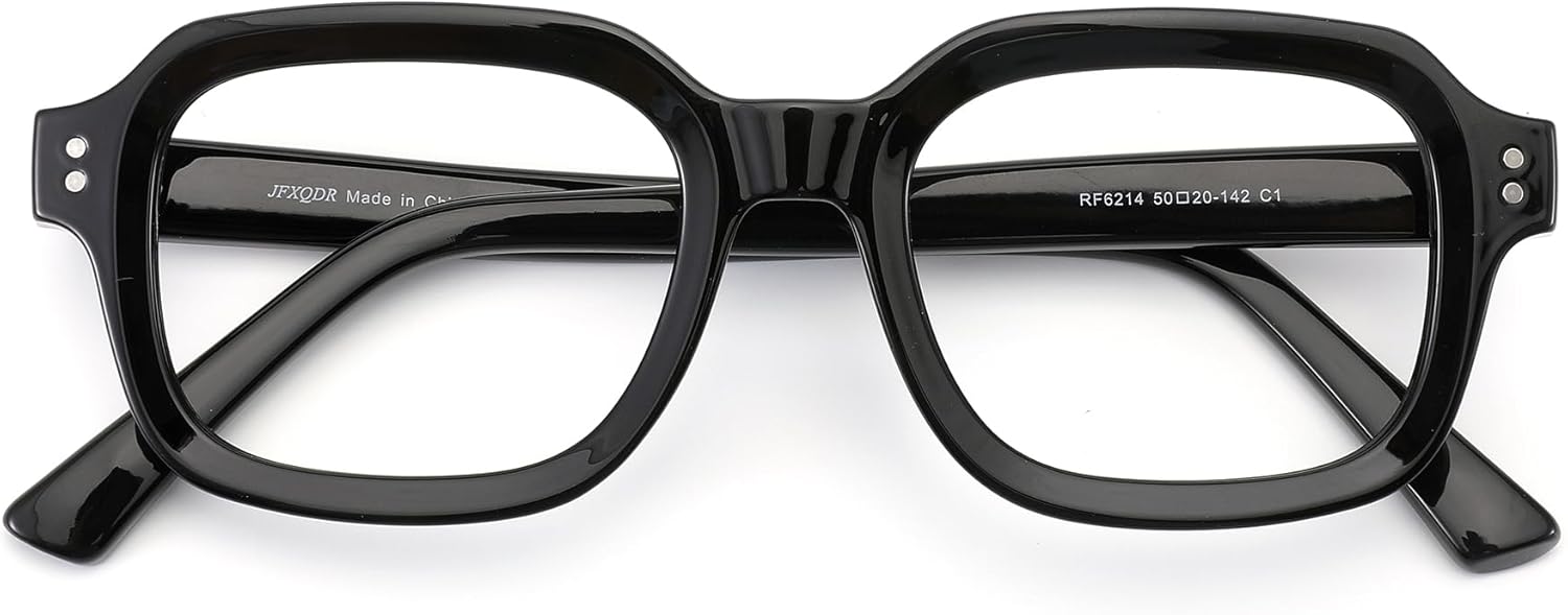 JFXQDR Blue Light Blocking Glasses for Women Men, Retro Square Frame Computer Gaming Eyeglasses Anti Glare & UV400 RF6214 (Black)