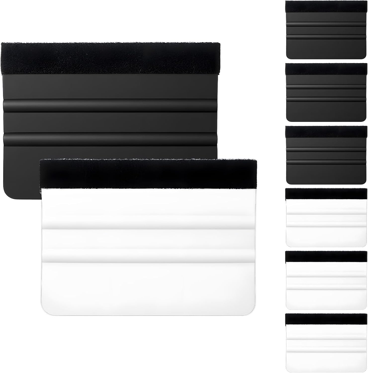 TIESOME 6 PCS Durable Felt Edge Vinyl Squeegee Tool 4-Inch, Felt Squeegee for Vinyl Application Tint Squeegees Installation Tool Professional Scratch Free Squeegees(Black White)