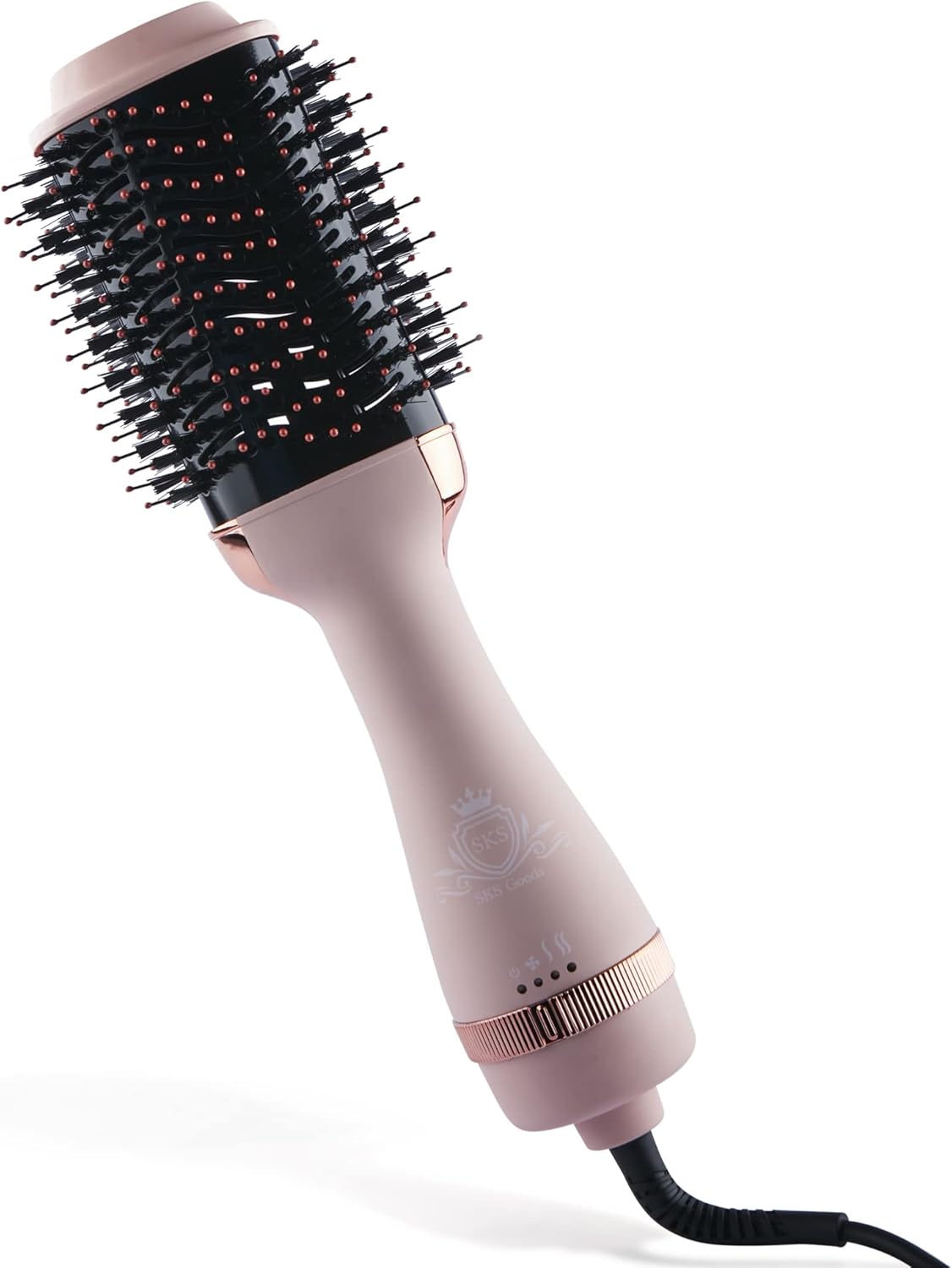 Volumizing Hair Brush and Hot Air Blow Dryer Hair Straightener and Styling Brush (Pink/Rose Gold)