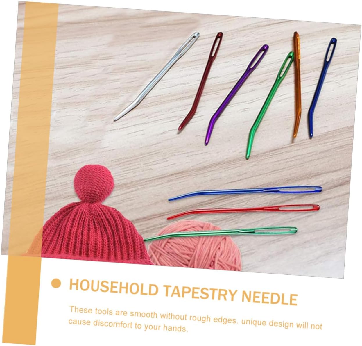 JOINPAYA 12pcs Multi-Function Bent Yarn Needles with Large Eyes, Portable Household Sewing and Darning Needles for Knitting and Tapestry Crafts, Mixed Colors, Wear-Resistant Random Color