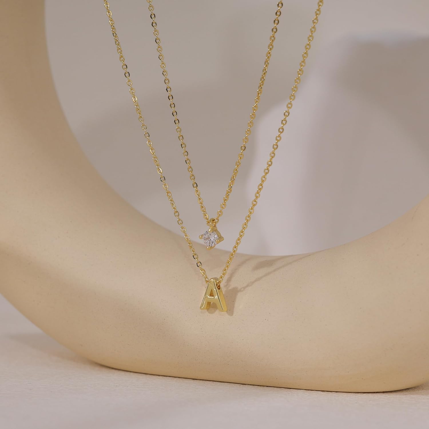 Layered Initial Necklaces for Women, 14k Gold Plated Letter Necklace Set Dainty Gold Initial Necklace Stack Cute Layering Choker Necklaces for Women Trendy Fashion Jewelry - Image 3