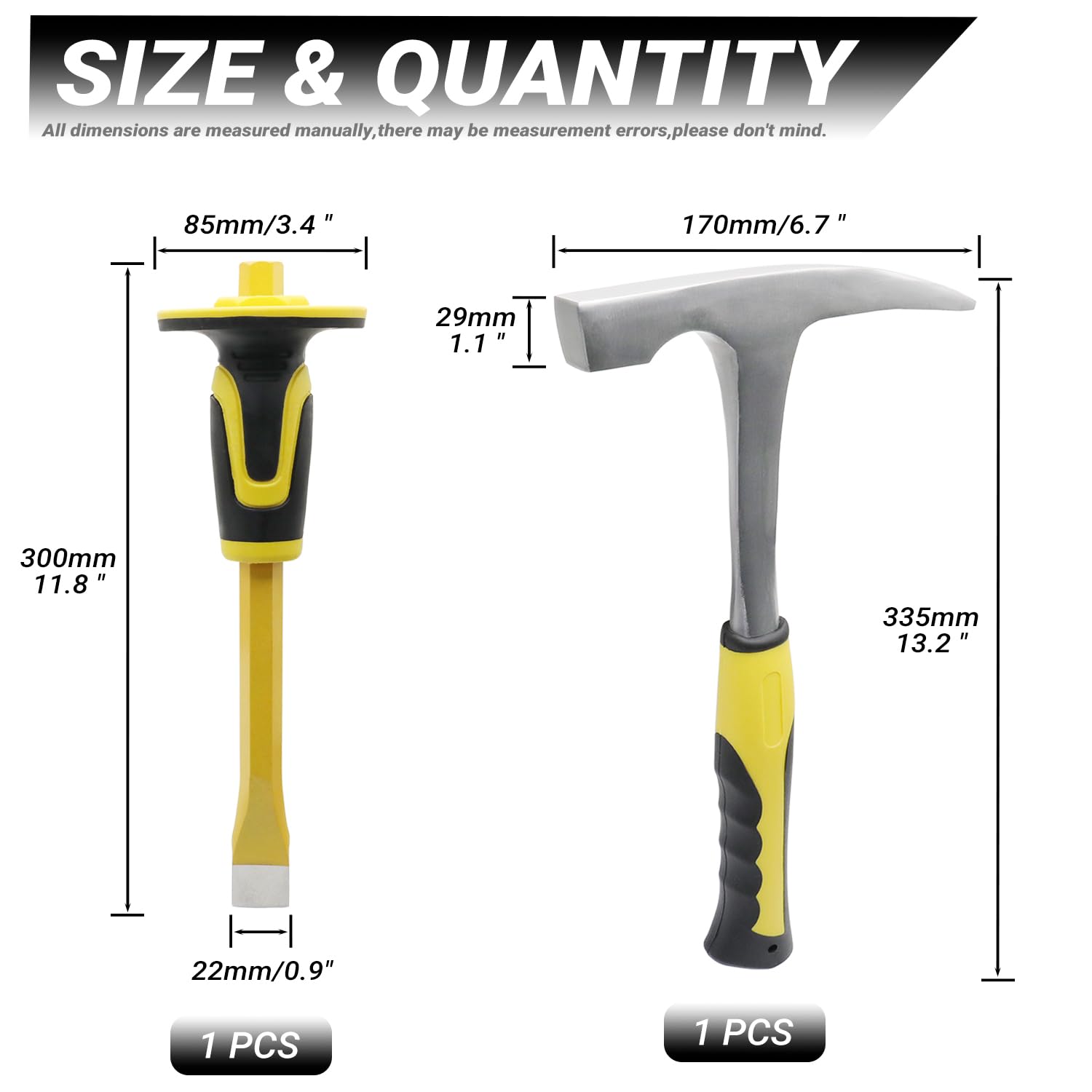 Geology - Kit di 6 strumenti per piccone, martello da 850 g e scalpello da scavo da 30,5 cm, occhiali di sicurezza, fischietto, lente di ingrandimento da gioielliere e guanti, set di strumenti