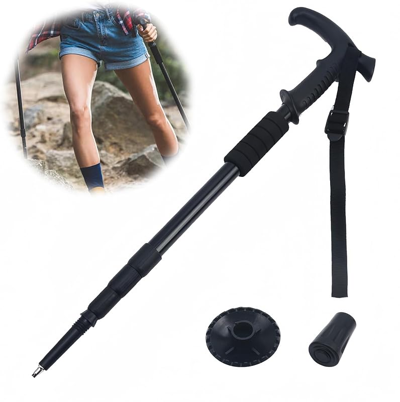Băț de trekking telescopic pliabil PANYI din aliaj de aluminiu pentru bărbați și femei, ideal pentru drumeții, călătorii și alpinism
