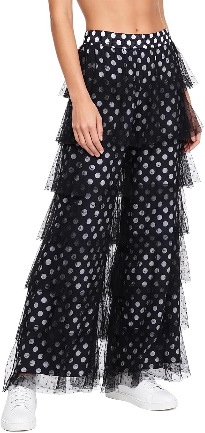 Linjinx Women Adult Rave Trousers Y2k Vintage Pants for Cooktail Dancing Classic Bottoms Grownup Apparel