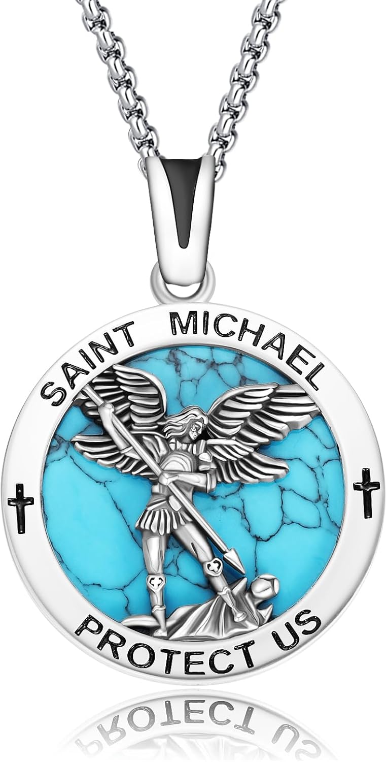 925 Sterling Silver St Michael/St Benedict/Virgin Mary Miraculous Medal Necklace Protection Amulet Pendant Catholic Medallions Jewelry