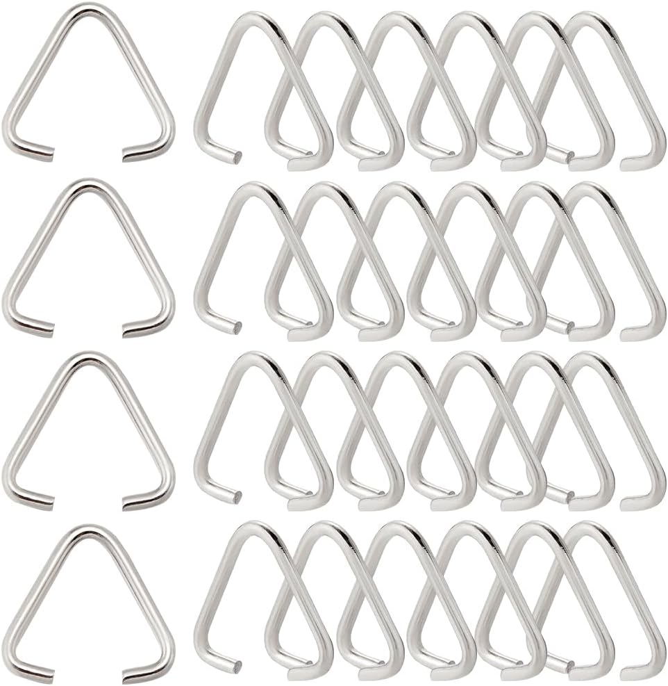 1 Box 300Pcs 15mm Triangle Open Jump Rings Silver Pinch Bails Buckle Clasps Hang Drops Iron Pinch Clip Bail Clasp Charm Bead Pendant Connectors for Jewelry Making Supplies DIY Craft