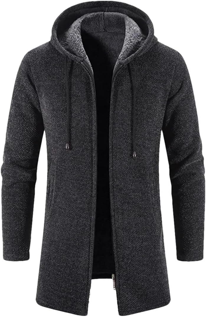Men's Sweaters Coat Warm Zipper Medium Long Cardigan Sweaters Casual Knitwear Sweatercoat