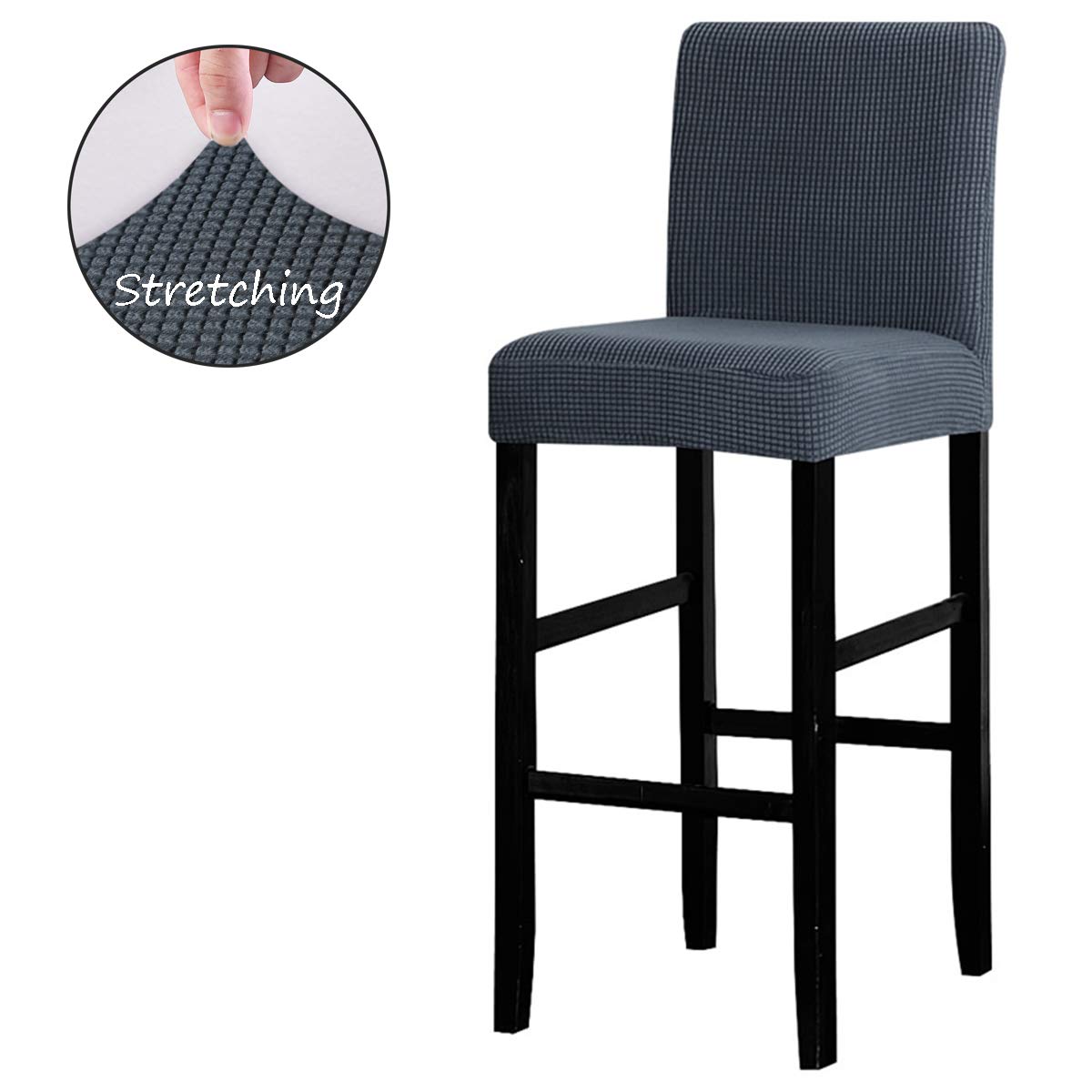 MINGZJ Fodere Coprisedia da Bar Morbido Spandex Sfoderabile ed Elastico,Coprisedie con Schienale 2 Pezzi,Grigio scheggia